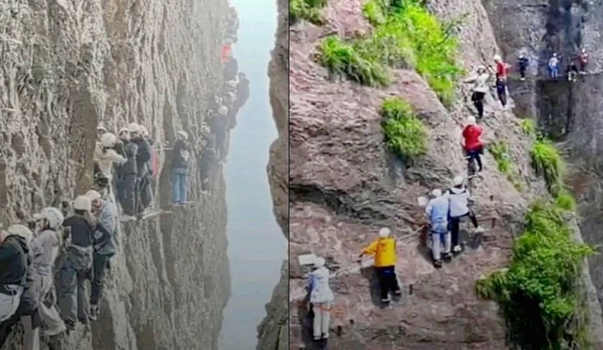 Туристы час провисели над пропастью: испугавшихся спасали за деньги